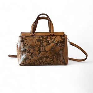 Mellow World Chic Floral Embossed Brown Shoulder Bag